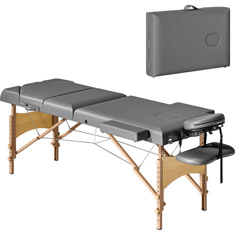 HOMCOM camilla masaje plegable portátil de madera de 3 zonas altura respaldo reposacabezas soporte para piernas ajustables brazos 215x60x64-89 cm (1/5)
