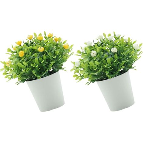 Decorative Artificial Flowers, 2pcs, PVC and Iron Pot, Easy to Clean and Maintain, Decoration for Office and Garden (1/5)