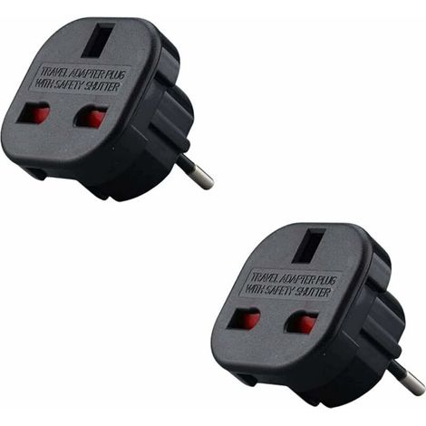 KZQ Pack of 2 - UK to France Plug Adapter - UK to French Adapter - Type G to Type C - Compact and Lightweight - Surge Protector (1/4)