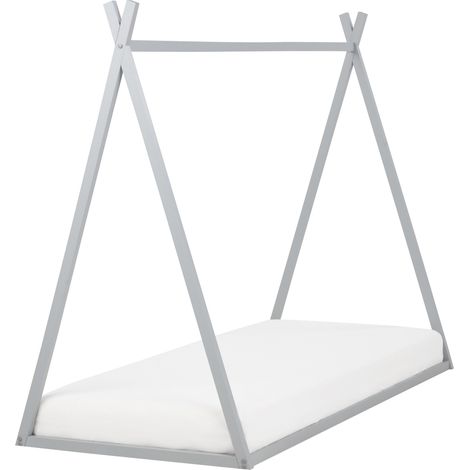 Cama infantil con dosel de madera de pino gris 90 x 200 cm SAURAT (1/5)