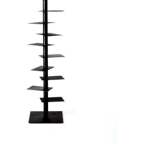 Nardo Nero opaco - h 150 cm libreria autoportante a colonna ripiani girevoli scaffali libri originale BBB Italia design Michele Franzina acciaio metallo salotto casa ufficio