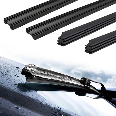 6 Pcs Bande Caoutchouc Essuie Glace Universel, 800mm Lames d'Essuie-Glace de Rechange en Caoutchouc pour Plupart des Voitures (Noir) (1/5)