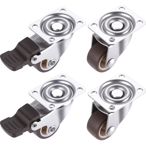 4 Pcs Petite Roulettes pour Meubles Lourds, 25 mm Mini Roulettes Pivotantes pour Meubles Tables, Roulette Meuble, Roulette Charge Lourde en Caoutchouc à 360 Degrés avec Frein, avec Vis (1/5)