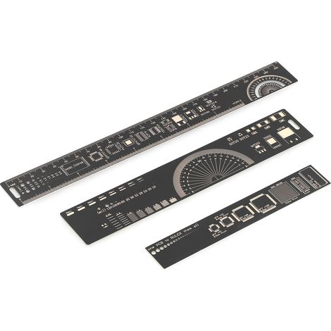 Règle ingénieur PCB multifonction en 3 dimensions 15/20/25 cm, dorée noire, pour techniciens électronique, lot de 3 (1/5)