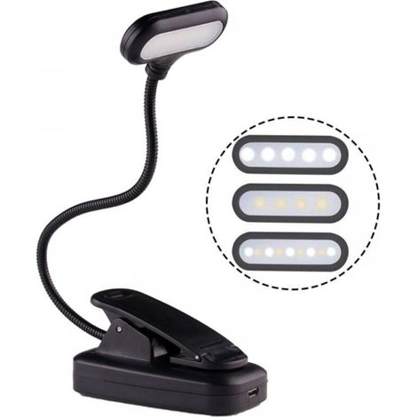 Leselampe zum nächtlichen Lesen im Bett, Clip-On-Bernstein-Buchlampe, warmes LED-Nachtlicht zum Lesen, USB-wiederaufladbar (1/5)