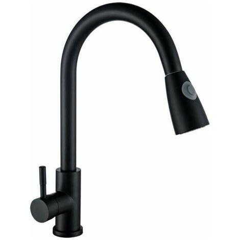 Mitigeur de lavabo Robinet mitigeur eau chaude et froide en U inox orientable 360° noir Extraire Ikodm (1/5)