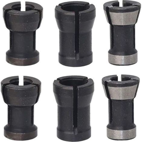 Tête de mandrin HSS pour défonceuse – Lot de 6 pinces de serrage 6/6.35/8mm – Acier rapide – Serrage stable pour gravure et menuiserie (1/5)