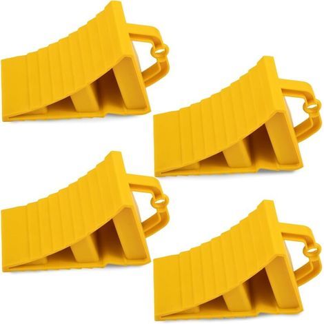 GAsupply Lot de 4 cales de roue en plastique avec poignée - Cales de frein - Pour voiture, remorque, caravane, camping-car (1/5)