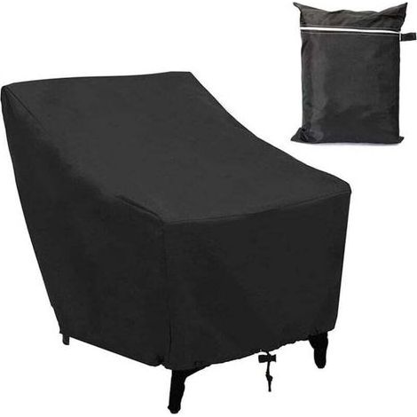 Housse pour fauteuil de jardin extérieur à assise profonde 210D imperméable, couverture de chaise patio anti UV anti-vent avec corde ajustable 79x102 cm (1/5)