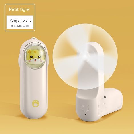 Ventilateur USB blanc forme animal mignon, pliable et léger pour enfants et adultes (1/4)