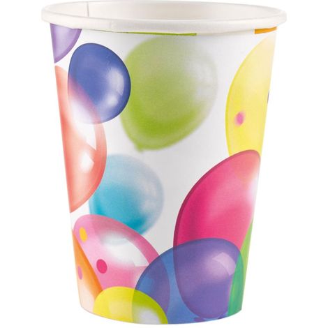 Pappbecher Ballons 8 Stück, 250 ml