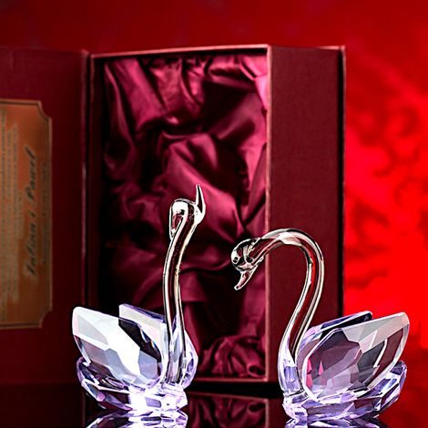 Bellissimi cigni di cristallo, simbolo d'amore, regalo per moglie e fidanzata per compleanno, anniversario di matrimonio, San Valentino, con custodia decorativa. (1/5)