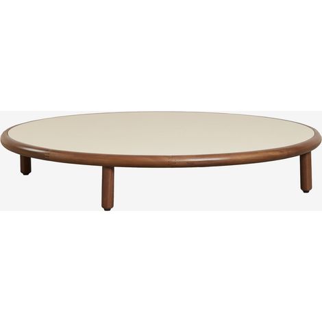 Table basse ronde Olivia en bois d'acacia SKLUM Beige Semoline - Brun Acacia foncé Ø100 cm