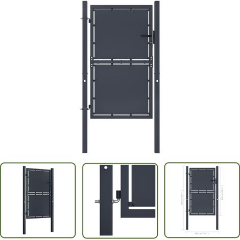 The Living Store Gartentor Stahl 100 x 150 cm Anthrazit - Gartentor - Stahltür - Zaunportal - Einfahrtstor - Sichtschutztor (1/4)