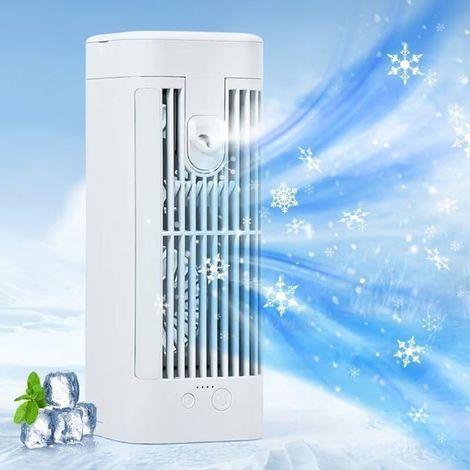 (Weiß.) Mini-Tragbare Klimaanlage – Tischventilator – Persönlicher Luftkühler – Leiser Luftvernebler