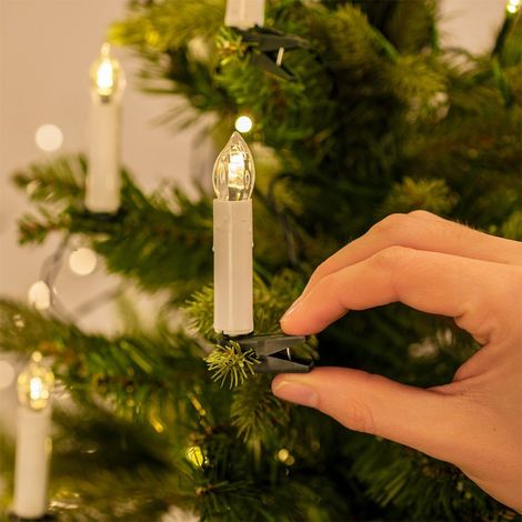 Luci di natale per albero Candela per decorazioni addobbi natalizi con pinza set da 10 a batteria con telecomando (1/5)