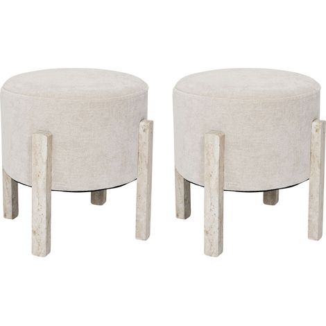 Lot De 2 Tabourets - Home Deco Factory - Beige - Rembourrés