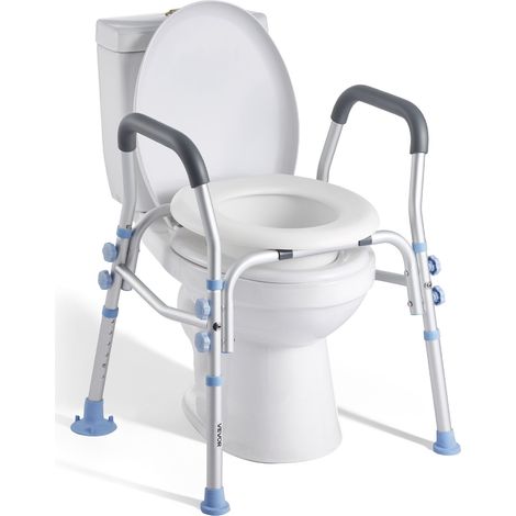 Rehausseur de Toilette avec Accoudoirs, Réhausse WC Charge 136 kg, Siège de Toilette Surélevé Hauteur Réglable, avec Protection Anti-éclaboussures, Personnes Âgées Handicapés Patients Enceintes (1/5)