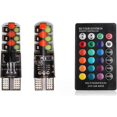 Feux LED de voiture multicolores T10 RGB COB, indicateur de largeur, clignotant (1/5)