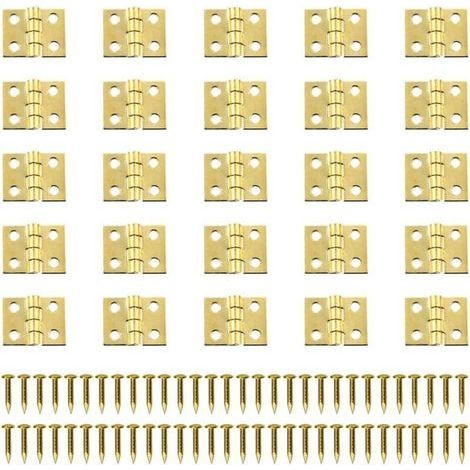 Lot de 100 mini charnières en laiton 8x10mm – Pour petits projets de menuiserie – Vis incluses – Charge maximale 10kg (1/5)