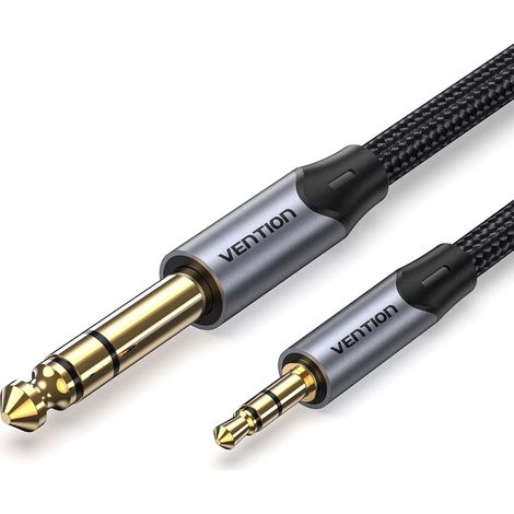 Vention Câble Jack 3,5 mm vers 6,35 mm Stéréo TRS Aux - Câble de Conversion 1/4" à 1/8" pour PC Portable, Enceintes, Amplificateur, Basse, Table de Mixage (Prise Mâle à Mâle)-1m (1/5)