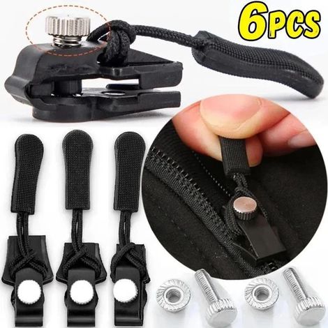 Beyamis Kit de réparation de fermeture éclair universel – 6 curseurs noirs, sans couture, pour vestes/sacs/jeans, ABS durable (1/5)