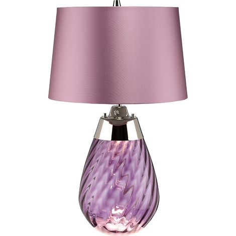 Elstead Lena Petite Lampe de Table Prune à 2 Lumières, Verre Teinté Prune, Abat-Jour Heather, E27 (1/4)