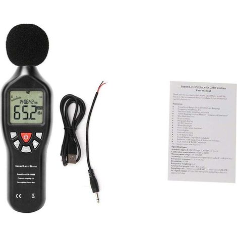 Sonomètre Professionnel Enregistreur de Données Testeur de Bruit Audio 30dB à 130dB