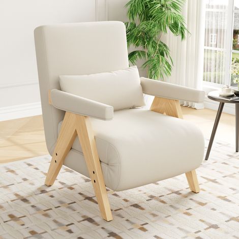 Sessel Klappsessel Leinen 87 64 60 cm Beige OKMYHOME (1/5)
