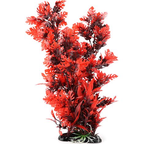 Plante d'eau artificielle vive en plastique, ornement pour Aquarium sous-marin, jardin rouge (1/5)