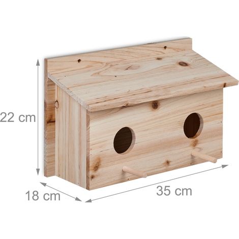 Nido per uccelli in legno di abete naturale 20 x 20 x 30 cm rifugio per nidificazione 2 posatoi estetico 130013996