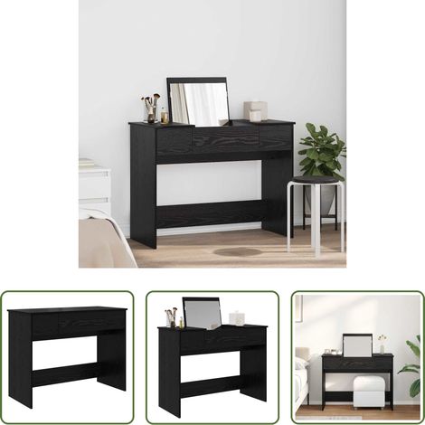 Kosmetiktisch mit Spiegel -  Kosmetiktisch mit Spiegel Schwarz Eichen-Optik 100 x 45 x 76 cm (1/5)