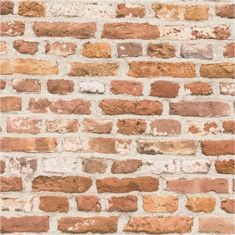 Papier peint 3D Profhome 388291 papier peint intissé gaufré à chaud légèrement texturé à l'aspect brique mat rouge orange beige blanc 5,33 m2 (1/5)
