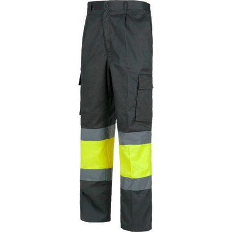 Pantalón industrial de alta visibilidad combinado en colores flúor WORKTEAM C4018 50 Gris+Amarillo A.V.
