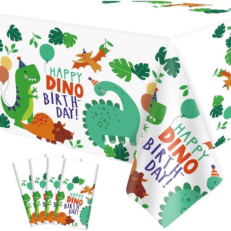 Dinosaurier Tischdecken 4er Set 213x130cm rechteckig Kunststoff für Geburtstage
