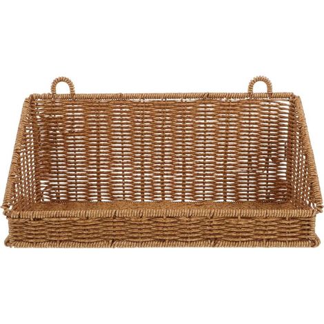 Strapazierfähiger Wandaufbewahrungskorb aus synthetischem Rattan, feuchtigkeitsbeständig, kompaktes Design. (1/5)