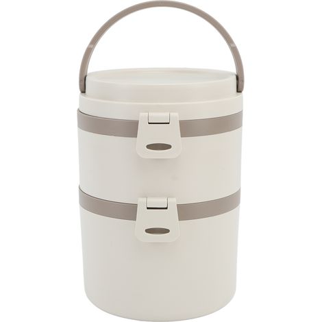 Boîte à bento en acier inoxydable 304, amovible, idéale pour le bureau, les voyages et les repas. Boîte isotherme portable, blanc crème, deux compartiments, 1,7 L. (1/5)