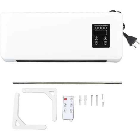 Chauffage mural électrique 1500W ABS, appareil de chauffage et refroidissement rapide monté sur mur avec télécommande et support de séchage pour serviettes pour chambre salle de bain (1/5)