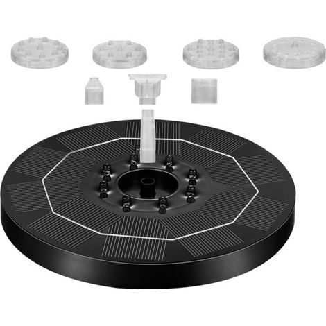 Fontaine Solaire Exterieure de Jardin 2025 Nouveau, 3W avec LEDs Colorées, Pompe Solaire Bassin Exterieur avec 8 Buses pour Bain d'oiseaux, Décoration de Jardin, Piscine (1/4)