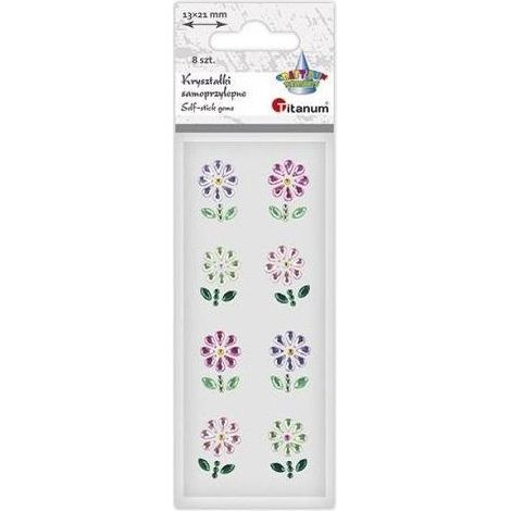 Fiori di cristallo autoadesivi 13x21mm, misti, 8 pezzi
