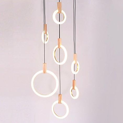 ZMH Lampe à suspension élégante LED Lustre moderne Table à manger Lustre de plafond Lustre à anneau réglable en hauteur pour salon chambre salle à manger hôtel bureau (blanc chaud, 7 lampes)