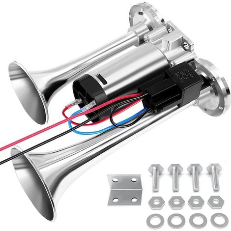 Bocina automática - 120 dB - Doble tubo - Plateada