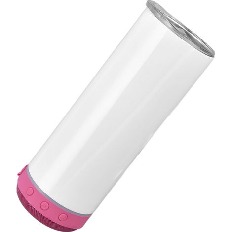 Gobelet isotherme Bluetooth portable 590 ml (20 oz) en acier inoxydable, fond rouge, détachable, avec musique par sublimation. (1/5)
