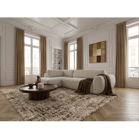 BOBOCHIC - Canapé angle L convertible coffre DENISE tissu texturé Angle gauche Blanc (1/5)