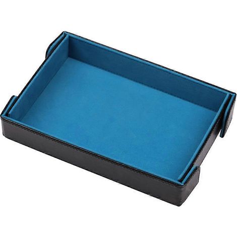 Plateau de rangement magnétique en cuir pour dés, couverts et jeux de société - pliable, bleu écologique. (1/5)
