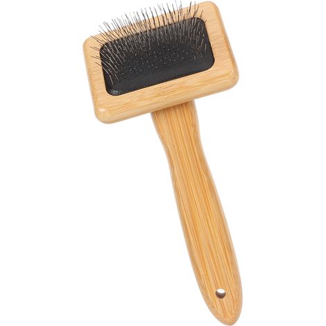 Peigne de toilettage pour animaux en bambou macramé lissant avec polissage intégré (Convient pour le toilettage des animaux en tapisserie) (1/5)
