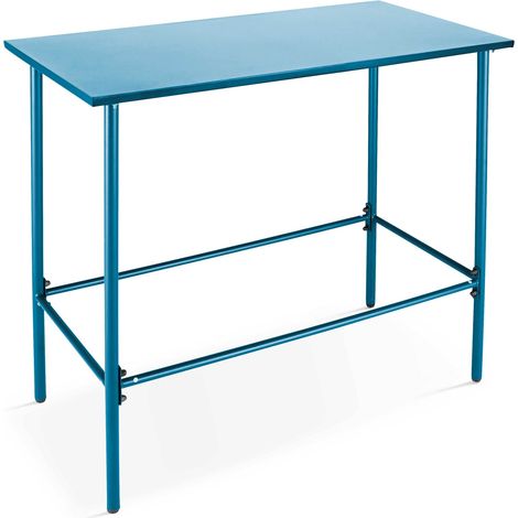 Table haute de jardin en métal bleu pacific 120 cm - Palavas (1/4)