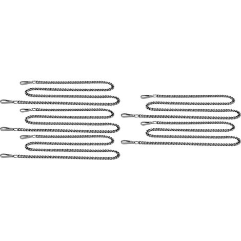 Lot de 5 chaînes gourmettes en aluminium de 1 mètre chacune, avec boucle à tête droite, pour la fabrication artisanale de panneaux publicitaires. Couleurs argent et noir. (1/5)