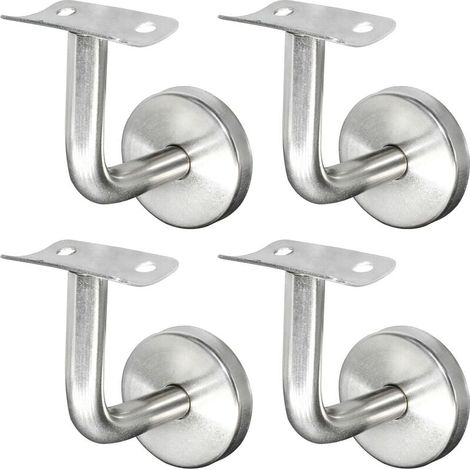 Supporto per corrimano in acciaio inossidabile 304 per ringhiera delle scale, montaggio a parete, argento, per ringhiera in legno (4 pezzi) NPTERBL