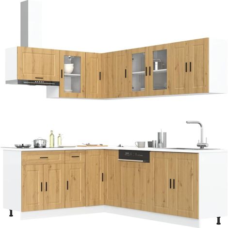 11-tlg. Küchenschrank-Set Porto Artisan-Eiche Holzwerkstoff
